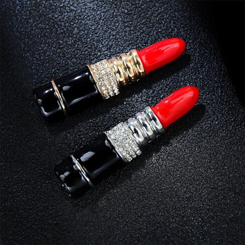 Rhinestone Lipstick Brooch Pins Valentines Day Elegant Enamel Red Sexy Lips Kiss Mouth Sparkly Crystal CZ Lapel Pins for Women Wife Grilfriend Wedding Anniversary Coat Dress Clothing Trendy Jewelry in Kuwait