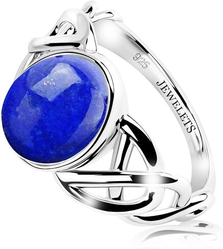 Lapis Lazuli Celtic Knot Ring for Women – 925 Sterling Silver, Rhodium Plated, 10x8mm Oval Gemstone – Blue Stone Spiritual Ring, Symbolic Boho Jewelry, Gift for Her in Saudi Arabia