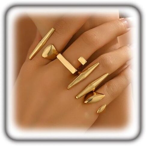 4Pcs Gold Chunky Open Metal Knuckle Rings Set for Women, Y2k Stackable Geometric Joint Rings Minimalist Alt Statement Jewelry Punk Concert Party in Saudi Arabia