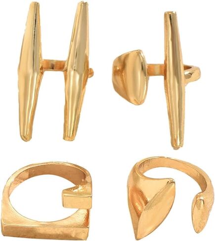 4Pcs Gold Chunky Open Metal Knuckle Rings Set for Women, Y2k Stackable Geometric Joint Rings Minimalist Alt Statement Jewelry Punk Concert Party in Saudi Arabia