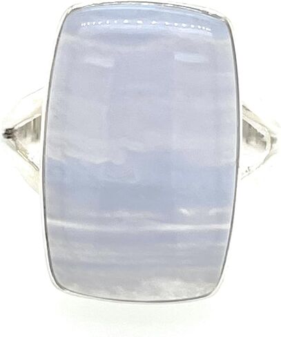Natural Blue Lace Agate 925 Solid Sterling Silver Ring Size 8.75 in Saudi Arabia