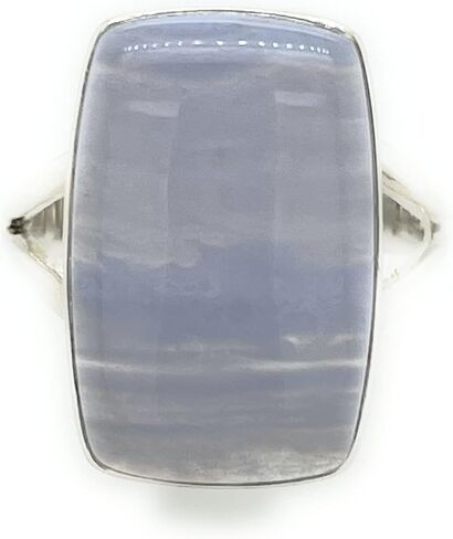 Natural Blue Lace Agate 925 Solid Sterling Silver Ring Size 8.75 in Saudi Arabia
