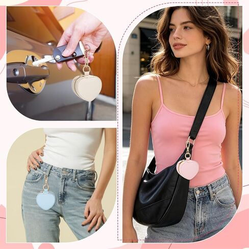 3Pcs Heart Shape Mini Travel Jewelry Case, Mini Jewelry Ring Case Holder Keychain 3 Color Portable Zipper Clutch Organizer for Women Necklaces Rings Earrings Bracelets in Saudi Arabia