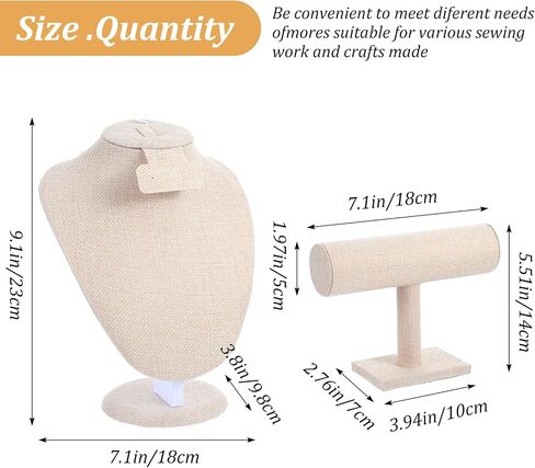 2 Pcs Jewelry Display Set Necklace Mannequin Bust T Bar Bracelet Holder for Earring Necklace Ring Display in Saudi Arabia