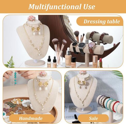 2 Pcs Jewelry Display Set Necklace Mannequin Bust T Bar Bracelet Holder for Earring Necklace Ring Display in Saudi Arabia