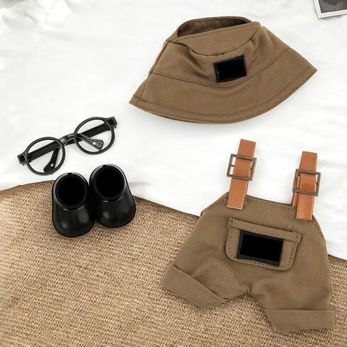 Clothes for Labubu(NO Doll) - Hat & Overalls Set for Labubu for LABUBU 17CM Dolls, Handcrafted Crochet Clothes Set, Premium Fashion Cute Outfit for Dress Up, Play & Collector Display (Black) in Kuwait