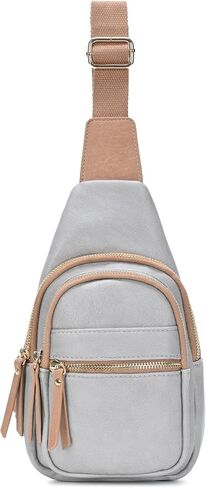 MMS Brands Miztique June Multi Zip Sling, Crossbody Bags For Women Distressed Vegan Leather Sling Bag For Women in Kuwait