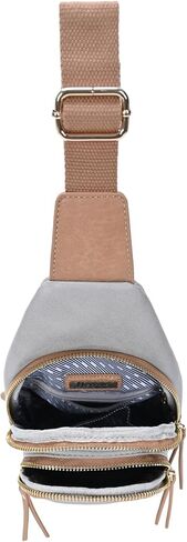 MMS Brands Miztique June Multi Zip Sling, Crossbody Bags For Women Distressed Vegan Leather Sling Bag For Women in Kuwait