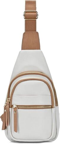 MMS Brands Miztique June Multi Zip Sling, Crossbody Bags For Women Distressed Vegan Leather Sling Bag For Women in Kuwait