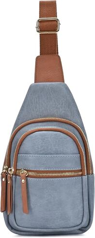 MMS Brands Miztique June Multi Zip Sling, Crossbody Bags For Women Distressed Vegan Leather Sling Bag For Women in Kuwait