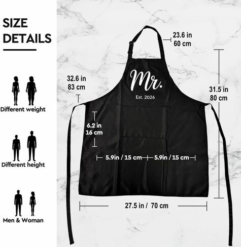 Mr Mrs Est 2026 Aprons for Couples Gifts,Funny Kitchen Gifts for Wedding, Engagement gifts for Couples, Christmas Gifts for Husband, Wife, Boyfriend, Girlfriend, Him Her-12 in Saudi Arabia