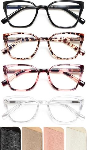 EYEURL 4 Pack Cat Eye Reading Glasses for Women Fashion Blue Light Blocking Readers Anti Glare/UV Rays Eyeglasses in Saudi Arabia