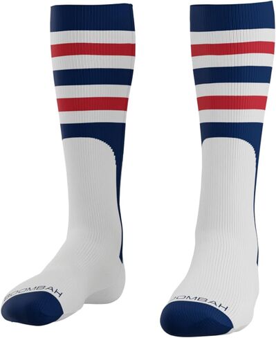 Boombah Triple Play Striped Mock Stirrup Baseball Fastpitch Softball Socks Over the Calf Youth & Adult Sizes Team Colors in Saudi Arabia