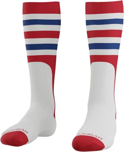 Boombah Triple Play Striped Mock Stirrup Baseball Fastpitch Softball Socks Over the Calf Youth & Adult Sizes Team Colors in Saudi Arabia