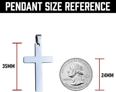 Elite Athletic Gear Cross Pendant with Chain Necklace - Silver Plated Stainless Steel - 30MM or 40MM Cross (40mm Pendant - LARGE) in Saudi Arabia