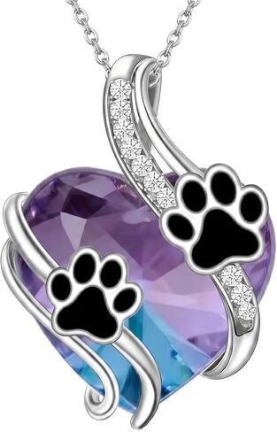 Butterfly/Bee/Trutle/Dragonfly/Dolphin/Paw Print Necklace 18K White Gold Dog Cat Pet Pendant Jewelry With Heart Crystal Necklace For Women Birthday Mothers Day Gifts For Christmas Her Daughter Wife Girlfriend Mom Sister in Saudi Arabia