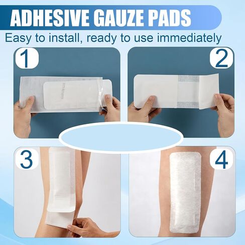 20 Pcs Adhesive Island Bandages Wound Dressing for Knee Replacement 4" x 10" Bordered Large Gauze Pad Post Surgery Hip C-Section Hysterectomy Tummy Tuck Recovery Wounds Cover Women Men Patients in Kuwait