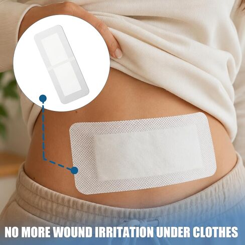 20 Pcs Adhesive Island Bandages Wound Dressing for Knee Replacement 4" x 10" Bordered Large Gauze Pad Post Surgery Hip C-Section Hysterectomy Tummy Tuck Recovery Wounds Cover Women Men Patients in Kuwait