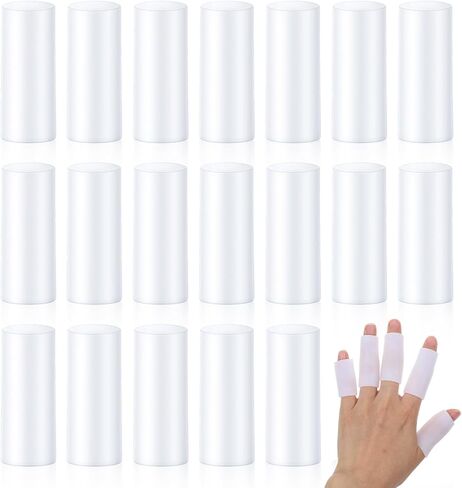20 Pcs Silicone Finger Sleeve, Thumb Protector Covers Finger Cots for Writing, Cracked Fingers, Callus Protection & Arthritis - White, 0.8 x 2 Inches in Saudi Arabia