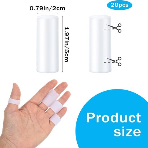 20 Pcs Silicone Finger Sleeve, Thumb Protector Covers Finger Cots for Writing, Cracked Fingers, Callus Protection & Arthritis - White, 0.8 x 2 Inches in Saudi Arabia
