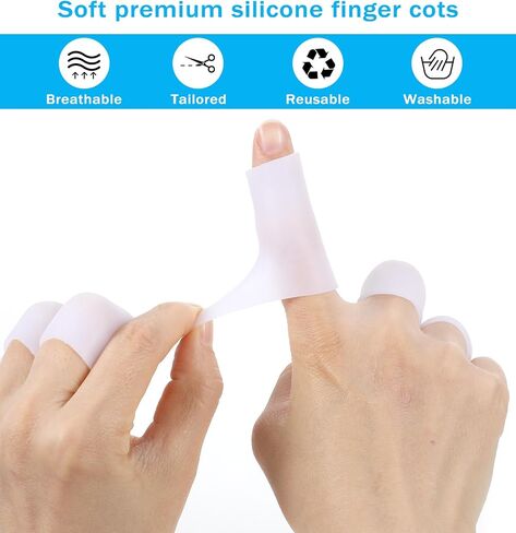 20 Pcs Silicone Finger Sleeve, Thumb Protector Covers Finger Cots for Writing, Cracked Fingers, Callus Protection & Arthritis - White, 0.8 x 2 Inches in Saudi Arabia
