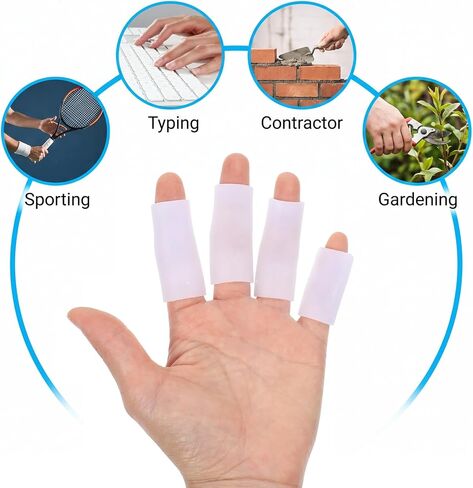 20 Pcs Silicone Finger Sleeve, Thumb Protector Covers Finger Cots for Writing, Cracked Fingers, Callus Protection & Arthritis - White, 0.8 x 2 Inches in Saudi Arabia
