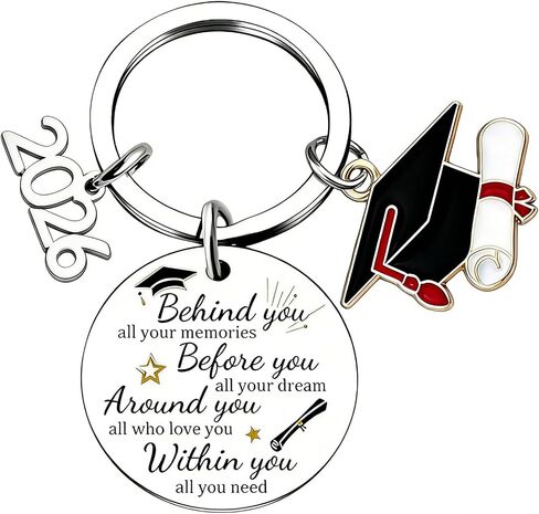 AIUPUOC Graduation Keychain for 2026 Graduates Inspirational Quote Keychain with Commencement in Saudi Arabia