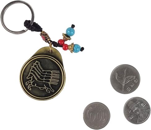 Mapae Korean Horse Badge Keychain - Traditional Joseon Official Identity Tag - Historical Keyring with Five Horses Engraving - Hanbok Accessory and Cultural Gift in Saudi Arabia