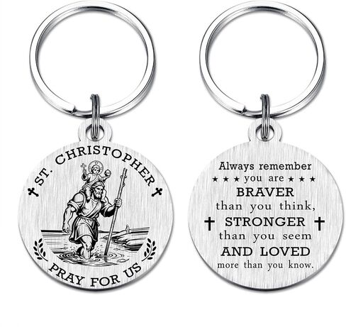 St. Christopher Gifts for Boys Mens - Saint Christopher Keychain for Travelers, Patron Saint Protection for New Drivers, Son Grandson Birthday Graduation Feast Day Presents in Saudi Arabia