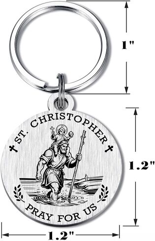 St. Christopher Gifts for Boys Mens - Saint Christopher Keychain for Travelers, Patron Saint Protection for New Drivers, Son Grandson Birthday Graduation Feast Day Presents in Saudi Arabia