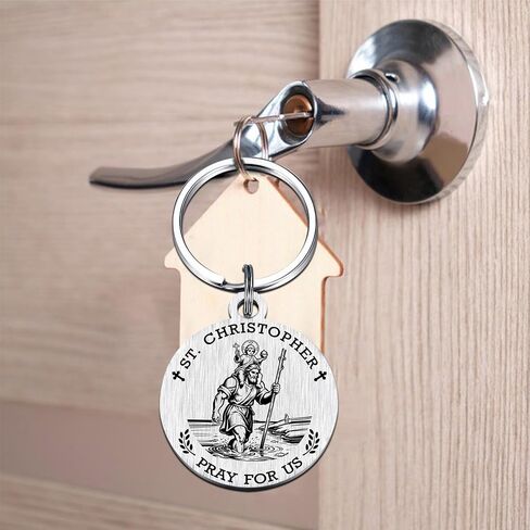 St. Christopher Gifts for Boys Mens - Saint Christopher Keychain for Travelers, Patron Saint Protection for New Drivers, Son Grandson Birthday Graduation Feast Day Presents in Saudi Arabia