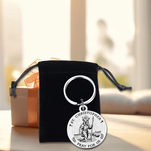 St. Christopher Gifts for Boys Mens - Saint Christopher Keychain for Travelers, Patron Saint Protection for New Drivers, Son Grandson Birthday Graduation Feast Day Presents in Saudi Arabia