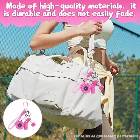 1PCS Pink Silicone Dumbbell Keychain & Fitness Keychain with Barbell Plate, Barbell Keychains Gym Bag Charms for Fitness Lovers in Saudi Arabia