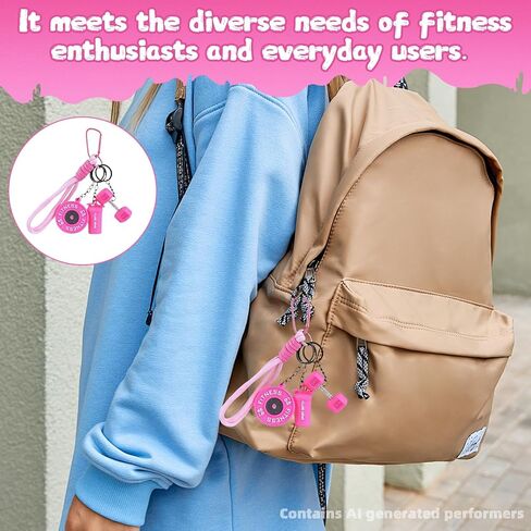 1PCS Pink Silicone Dumbbell Keychain & Fitness Keychain with Barbell Plate, Barbell Keychains Gym Bag Charms for Fitness Lovers in Saudi Arabia