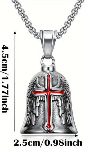 Fashion Cross Guardian Angel Wings Bell Motorcycle Bell Keychain Men's Biker Exorcist Amulet Jewelry Accessories in Kuwait