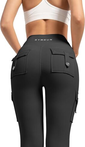 Athletic Cargo Leggings with Pockets for Women High Waisted Tummy Control Leggings Workout Running Yoga Pants in Kuwait