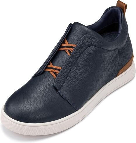 CALTO Men's Invisible Height Increasing Elevator Shoes - Lightweight Slip-on Pebble Grain Leather Snoafers - 2.6 Inches Taller - J1931 in Kuwait
