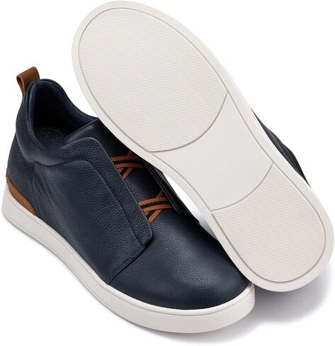 CALTO Men's Invisible Height Increasing Elevator Shoes - Lightweight Slip-on Pebble Grain Leather Snoafers - 2.6 Inches Taller - J1931 in Kuwait