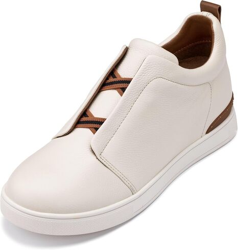 CALTO Men's Invisible Height Increasing Elevator Shoes - Lightweight Slip-on Pebble Grain Leather Snoafers - 2.6 Inches Taller - J1931 in Kuwait