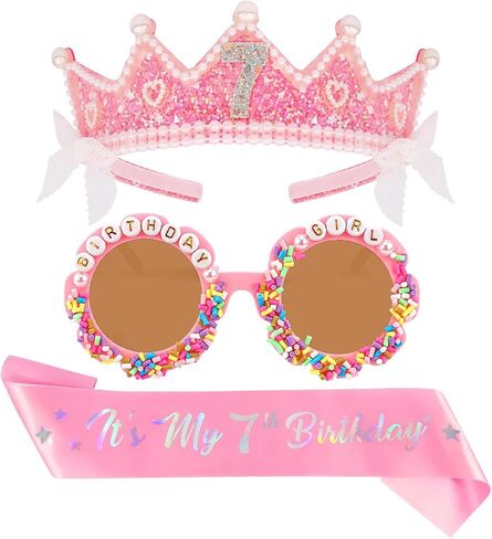 Birthday Decorations Birthday Crown and Sash with Flower Sunglasses Birthday Gifts Outfit Party Decor Accessories in Saudi Arabia