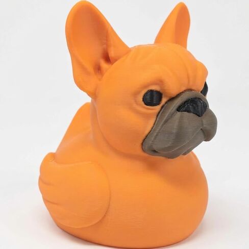 Adorable French Bulldog Duck Collectible Figurine - Unique Handcrafted Desk Decor for Pet Lovers and Shelf Display - 3D Printed in Canada in Kuwait