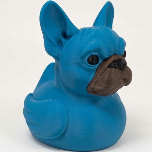 Adorable French Bulldog Duck Collectible Figurine - Unique Handcrafted Desk Decor for Pet Lovers and Shelf Display - 3D Printed in Canada in Kuwait