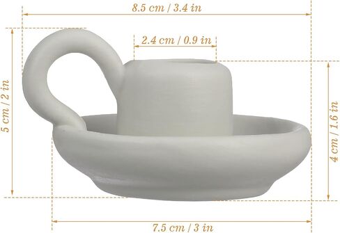 DOITOOL Ceramic Candle Holder with Handle White Taper Candle Holder Nordic Style Ceramic Candlestick Holders for Wedding Halloween Christmas Table Decoration Display (9.5 x 7cm) 2PCS in Kuwait