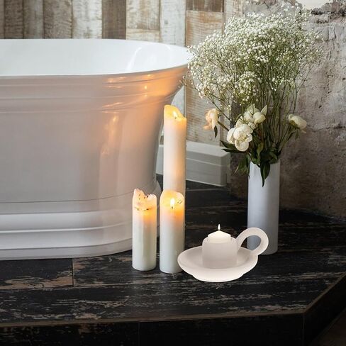 DOITOOL Ceramic Candle Holder with Handle White Taper Candle Holder Nordic Style Ceramic Candlestick Holders for Wedding Halloween Christmas Table Decoration Display (9.5 x 7cm) 2PCS in Kuwait