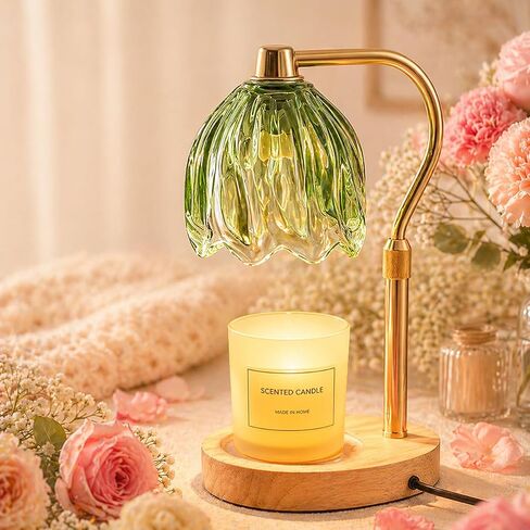 Candle Warmer Lamp with Timer Dimmable Green Candle Lamp Warmer with 2 Bulbs Adjustable Height Birthday Gifts for Women Mothers's Day Gifts House Warming for New Home Decor in Saudi Arabia