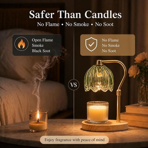 Candle Warmer Lamp with Timer Dimmable Green Candle Lamp Warmer with 2 Bulbs Adjustable Height Birthday Gifts for Women Mothers's Day Gifts House Warming for New Home Decor in Saudi Arabia