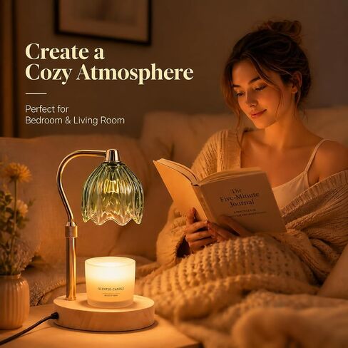 Candle Warmer Lamp with Timer Dimmable Green Candle Lamp Warmer with 2 Bulbs Adjustable Height Birthday Gifts for Women Mothers's Day Gifts House Warming for New Home Decor in Saudi Arabia