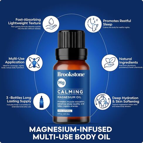Brookstone Magnesium Body Oil Set Multi-Use Magnesium Body Oil 3 Pack 0.33 fl oz Total 1 fl oz in Saudi Arabia