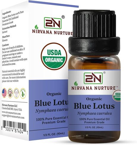 Blue Lotus Essential Oil, USDA Certified Organic, 100% Pure Undiluted, Aromatherapy Oil for Diffuser, Hair & Skin Care in Saudi Arabia
