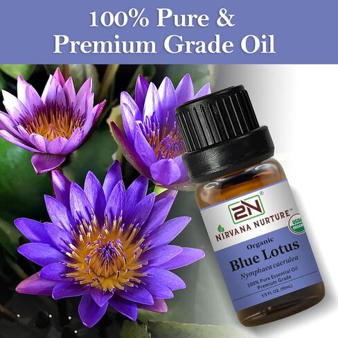 Blue Lotus Essential Oil, USDA Certified Organic, 100% Pure Undiluted, Aromatherapy Oil for Diffuser, Hair & Skin Care in Saudi Arabia